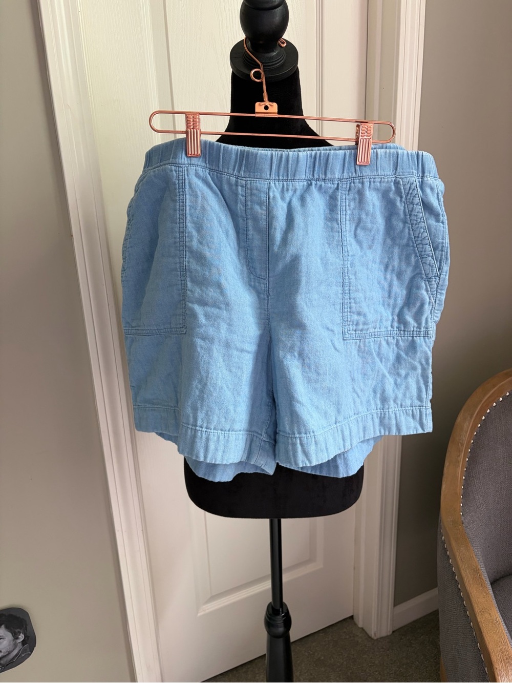 J. Jill Light Blue Cotton Pull-On Shorts